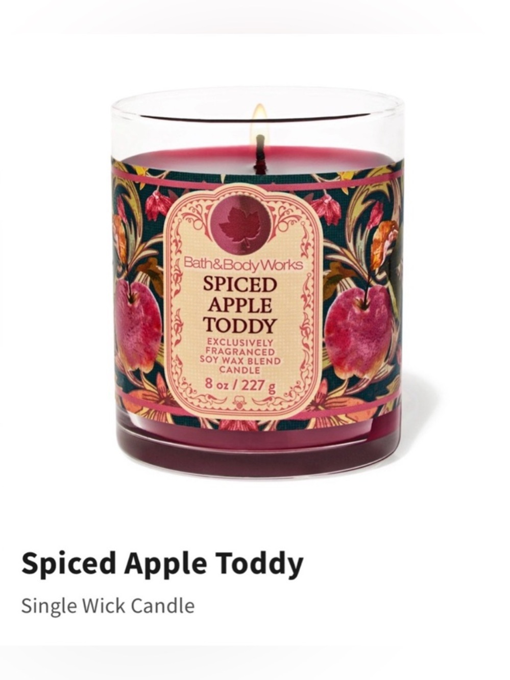 NIB Bath & Body Works “Spiced Apple Toddy” Single Wick Candle w Metal Lid.